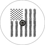 American Flag Tire Tracks White Spare Tire Cover