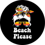 Beach Please Black Spare Tire Cover