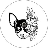 Chihuahua With Flowers White Spare Tire Cover