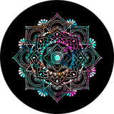 Colorful Mandala Black Spare Tire Cover