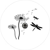 Dandelions With Dragonfly White  Spare Tire Cover