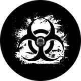 Distressed Bio Hazard Warning Black Spare Tire Cover
