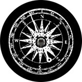 Distressed Compass 2 Black Background Spare Tire Cover