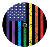 Distressed Pride Rainbow American Flag Spare Tire Cover