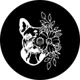 French Bulldog With Flowers Black Spare Tire Cover