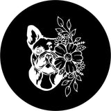 French Bulldog With Flowers Black Spare Tire Cover