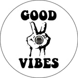 Good Vibes Peace Hand White Spare Tire Cover