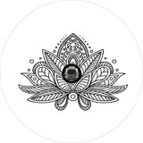 Lotus Flower Mandala White Spare Tire Cover