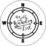 Not All Who Wander Are Lost Compass Thin Black Rim Spare Tire Cover