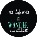 Not All Who Wander Distressed Compass Black & Teal Spare Tire Cover