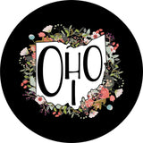 State Of Ohio Outline Flowers Spare Tire Cover