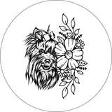 Yorkie With Flower White Spare Tire Cover