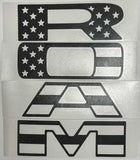 Premium Cast Matte Black Die-Cut Vinyl Flag Decals for 2019-2026 RAM Grille