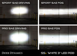 Stage Series 3 Inch Type FT SS3 Fog Light Kit 3,000 Lumens White SAE Fog Diode Dynamics