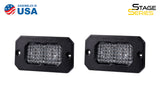 Stage Series 2 Inch LED Pod, Sport White Flood Flush BBL Pair