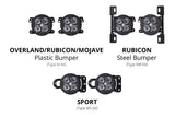 SS3 LED Fog Light Kit for 2020-2021 Jeep Gladiator White SAE/DOT Fog Sport w/ Backlight Type MR Bracket Kit Diode Dynamics