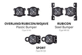 SS3 LED Fog Light Kit for 2020-2021 Jeep Gladiator Yellow SAE/DOT Fog Pro w/ Backlight Type MR Bracket Kit Diode Dynamics