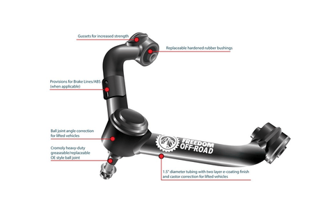 Freedom Off Road - Front Upper Control Arms for 2-4" Lift - Toyota Tacoma - FO-T701FU