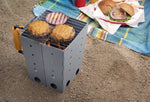 Portable Charcoal Grill Collapsible Camp Chimney Starter in Silver