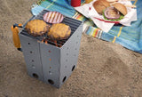 Portable Charcoal Grill Collapsible Camp Chimney Starter in Silver