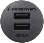 Powerwerx Panel Mount Dual USB QC3.0 Device Charger for 12/24V Systems